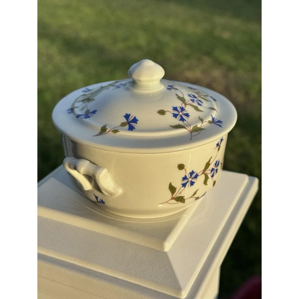 Apilco BIA Cordon Bleu French Sugar Bowl Frieda  Blue Cornflower VTG France